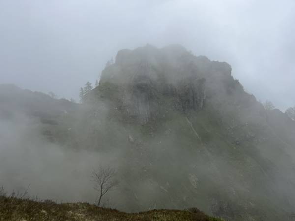 compare dalle nebbie il monte Tamais 