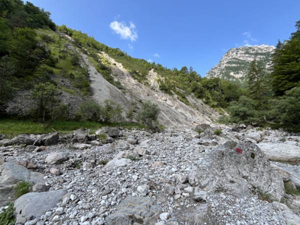 attraversamento sul Meduna nei pressi del Clapon dal Limit