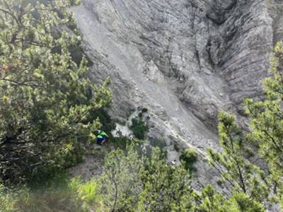 arrivo al punto critico del canalone ghiaioso