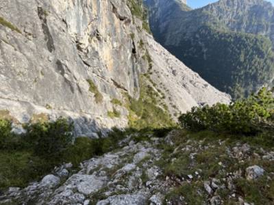 canalina di risalita verso Cadinut del Drap