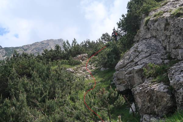 ecco il passaggio in alto da cui uscire dal torrente