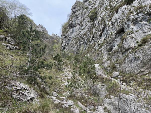 canalina di risalita alla forcella del Von