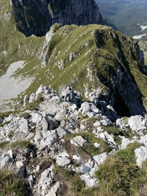 pendente via di discesa a forcella Palantina