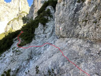 passaggio delicato lungo la cengia