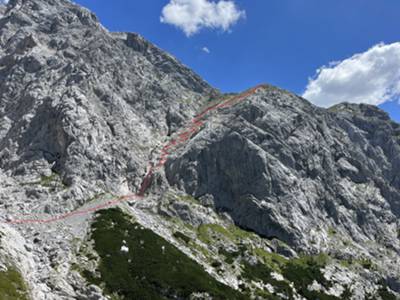 sulla destra la salita verso il Marinelli via Spinotti