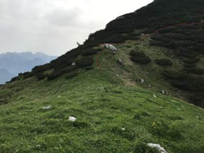 Inizio traccia per cima Lodina da forcella Lodina